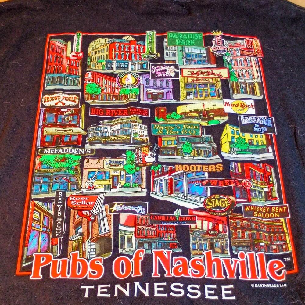 NWT Pubs of Nashville Tennessee Mens Graphic T-Shirt Size 2XL Black Beer Bar XXL